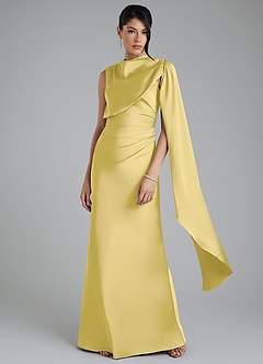 Azazie Taj Bridesmaid Dresses Canary Mermaid Corset Stretch Satin Dress image4