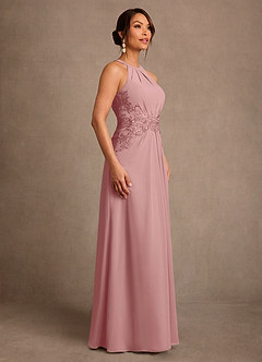 Azazie Georgie Mère de la mariée Robes Robe Trapèze en Mousseline de soie Dentelle Rose Poussiéreuse image2