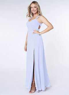 Azazie Nahrin Final Sale Lavender A-Line V-Neck Pleated Chiffon Dress image3