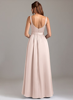 Azazie Elliott Robes de demoiselle d'honneur Robe Trapèze en Satin extensible avec poches Rose Pâle image6