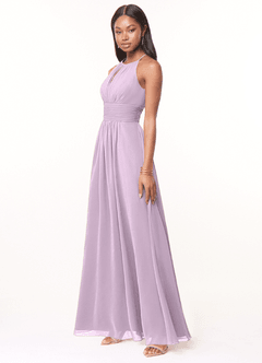 Azazie Bonnie Vestidos de madrinha de casamento Vestir Lilás Fosco de Chiffon de Linha A com Plissado image3