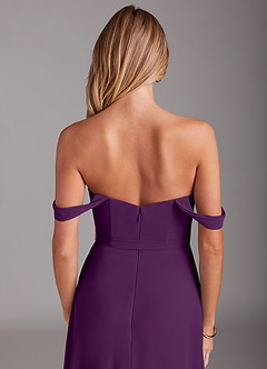 Azazie Aaron Bridesmaid Dresses Grape A-Line Off the Shoulder Chiffon Convertible Dress image8