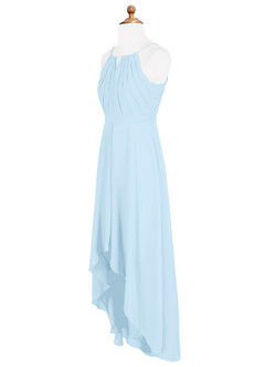 Azazie Oaklynn Junior Sky Blue A-Line Pleated Chiffon Dress image8