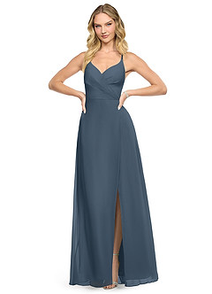 Azazie Davis Bridesmaid Dresses Neptune A-Line V-Neck Chiffon Dress image2