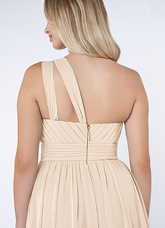 Azazie Molly Bridesmaid Dresses White Alabaster A-Line One Shoulder Chiffon Dress image4