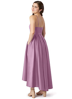 Azazie Jemima Junior Wisteria A-Line with Pockets Stretch Satin Dress image5
