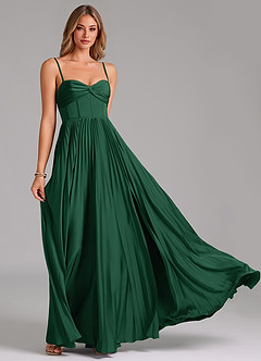 Azazie Akiko Bridesmaid Dresses Dark Green A-Line Sweetheart Neckline Stretch Satin Dress image5