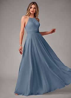 Azazie Amalia Bridesmaid Dresses Twilight A-Line Pleated Chiffon Dress image4