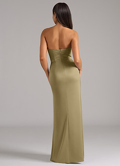 Azazie Marla Robes de demoiselle d'honneur Robe Fourreau Convertible en Satin extensible Sans bretelle Vert Mousse image6