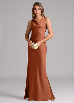Azazie Allettie Brautjungfernkleider Meerjungfrau-Linie Stretch-Satin Kleid Zedernrose image3