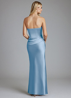 Azazie Lenya Brudtärnklänningar Klä av Tubklänning i Stretch Satin Plisserad Puderblå image2