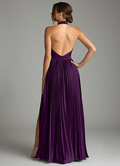 Azazie Zienna 신부 들러리 드레스 A라인 주름진 스트레치 새틴 바닥 길이 드레스 image2