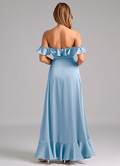 Azazie Lyra Brudtärnklänningar Klänning av A-Linje i Stretch Satin Off the shoulder Puderblå Konvertibel image6