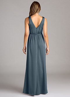 Azazie Tanicia Robes de demoiselle d'honneur Robe Trapèze en Satin extensible Plissée Violet Crépusculaire image2