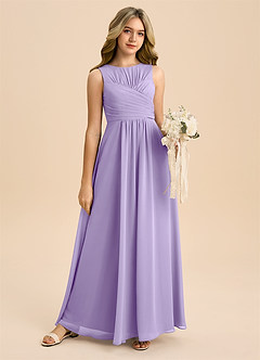 Azazie Skyla Junior A-Linie Plissee Chiffon Kleid Flieder image6