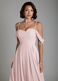 Azazie Loisa Abiti da Damigella Abito Convertibile A-Line in Chiffon Corsetto Rosa Rossore image3