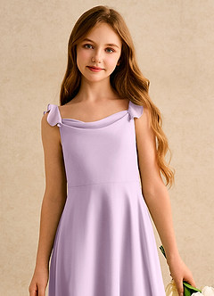 Azazie Puppy Girls Formal Flower Girl Dresses Frosted Lilac A-Line Pleated Chiffon Dress image6