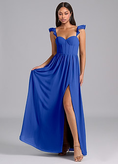 Azazie Denisse Suknie dla druhen Linia A Marszczony Szyfon Do ziemi Sukienka image4