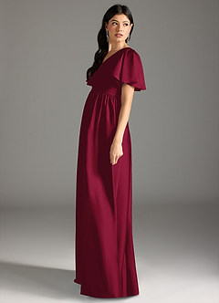 Azazie Verna Abiti da damigella d'onore premaman Abito A-Line Increspato Raso Elasticizzato Floor-Length image7