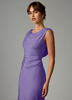 Azazie Kieryn Robes de demoiselle d'honneur Robe Sirène en Satin extensible Plissée Tahiti image7