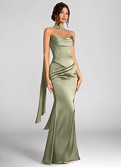 Calista Dusty Sage Luminous Satin Maxi Dress image4