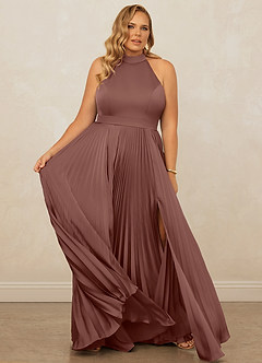 Christian Siriano Bridal for Azazie 1007 Bridesmaid Dresses Espresso A-Line Pleated Stretch Satin Dress image12