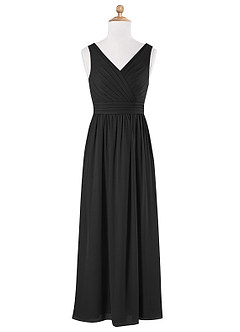 Azazie Kora Vestido de Negro de Gasa/ Chiffon de Acampanado con Plisado image5
