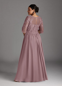 Azazie Mirielle Abiti per la Madre della Sposa Abito A-Line in Chiffon in Pizzo con Scollo a U Rosa Polverosa image8