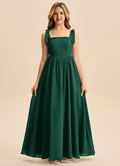 Azazie Delia Junior Abito A-Line in Chiffon Fiocco Smeraldo image5