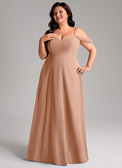 Azazie Marley Bridesmaid Dresses Champagne Rose A-Line Off the Shoulder Chiffon Convertible Dress image14