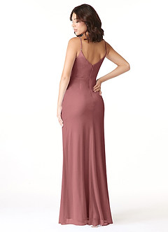 Azazie Deandra Bridesmaid Dresses Desert Rose Mermaid Pleated Mesh Dress image4