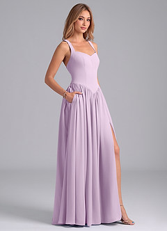 Azazie Francis Bridesmaid Dresses Frosted Lilac A-Line Corset Chiffon Dress image6