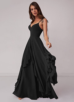 Barbie ♥ Azazie Bridesmaid Dresses Black A-Line Bow Chiffon Dress image3