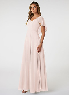 Azazie Jamie Final Sale Rose Petal A-Line Chiffon Dress image3