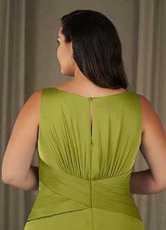 Azazie Viola Abiti per la Madre della Sposa Abito A-Line in Raso Elasticizzato Plissettato Citronella image10
