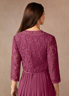 Azazie Ainsling Mother of the Bride Dresses Mulberry A-Line Square Neckline Lace Chiffon Dress image9