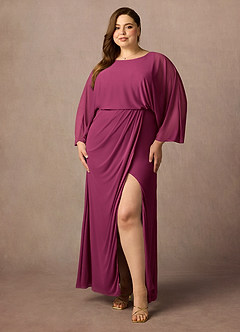 Azazie Ysabella Mother of the Bride Dresses Mulberry Mermaid Pleated Mesh Dress image6