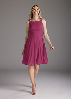 Azazie Sunny Mother of the Bride Dresses Mulberry A-Line Pleated Mesh Dress image5