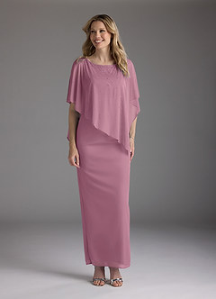 Azazie Aspyn Mother of the Bride Dresses Vintage Mauve Sheath Beaded Mesh Dress image3