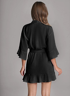 front Szlafrok i halka w pasującym kolorze, 2-częściowy, z falbankami i miękkim wzorem w chmurki