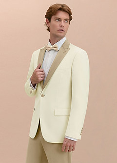 front Adrian Champagne Shawl Lapel Structured Stretch Tuxedo Suit