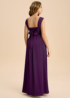 Azazie Hattie Junior Abito A-Line in Raso Elasticizzato Plissettato Uva image7