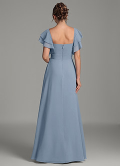 Azazie Dacia Bridesmaid Dresses Dusty Blue A-Line Ruched Chiffon Dress image5