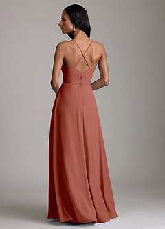 Azazie Naeem Bridesmaid Dresses Auburn A-Line V-Neck Ruffle Chiffon Dress image2