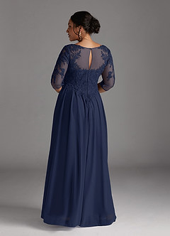 Azazie Harriet Mother of the Bride Dresses Dark Navy A-Line Scoop lace Mesh Dress image11