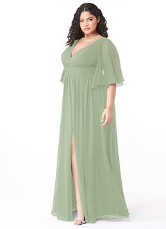 Azazie Temeka Bridesmaid Dresses Dusty Sage A-Line Ruched Chiffon Dress image9