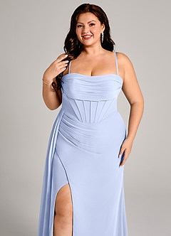 Azazie Amyra Przymierzanie sukienek w domu Osłona Zza ramienia Szyfon Do ziemi Sukienka image11