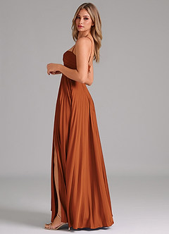 Azazie Tyla Bridesmaid Dresses Cinnamon A-Line Sweetheart Neckline Stretch Satin Dress image7