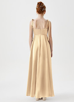Azazie Rosey Junior A-Linie Herzausschnitt Metallischer Satin Kleid Gold image7