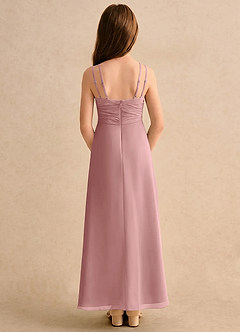 Azazie Zaida Girls Formal Flower Girl Dresses Dusty Rose A-Line Pleated Chiffon Dress image2